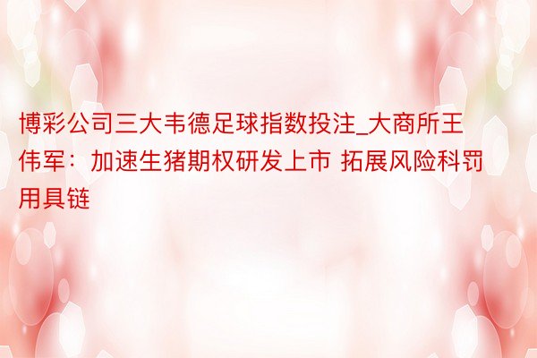 博彩公司三大韦德足球指数投注_大商所王伟军：加速生猪期权研发上市 拓展风险科罚用具链