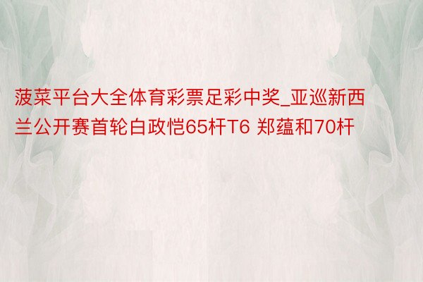 菠菜平台大全体育彩票足彩中奖_亚巡新西兰公开赛首轮白政恺65杆T6 郑蕴和70杆